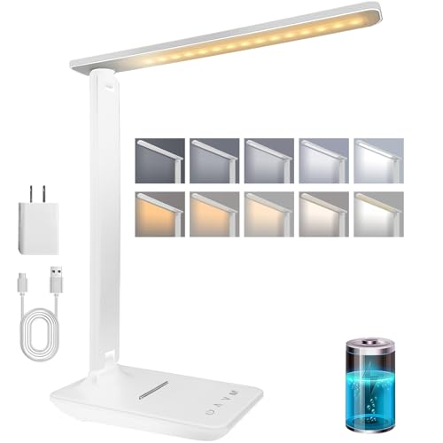 karidi Lámpara de Escritorio LED Recargable 4000mAh, 45 LEDs con Protección Ocular, 5 Modos de Color y 5 Niveles de Brillo, Control Táctil, USB-C, Plegable, Plegable para Oficina y Estudio