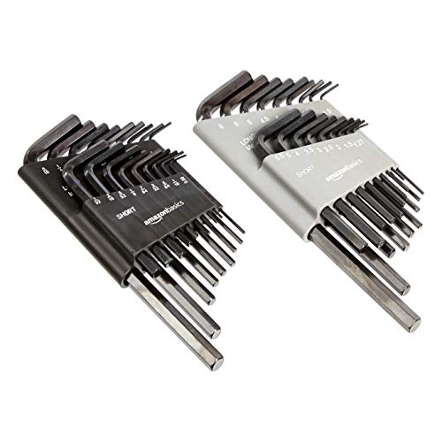Amazon Basics Juego de llaves allen/hexagonales de 36 piezas - pulgadas/SAE y métrico
