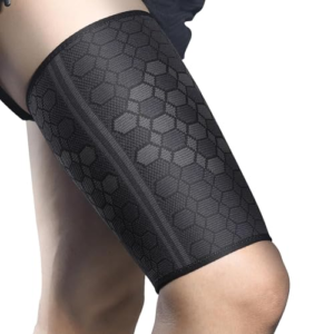 Yagaspantery 2 Pezzi Manga De Compresión de Muslo, Transpirable y Antideslizante Soporte Muslo, Faja Muscular Compresión de Muslos Hombre Mujer, Running, Fitness, Gym, 2XL