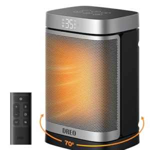 Dreo Calefactor Atom One, 3-Modos 3-Velocidades, 70°Oscilación, Calefactor cerámico de PTC con termostato, con termostato, temporizador 1-12H, Mando a distancia, Modo ECO-Ahorro de energía