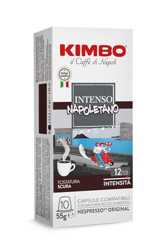 Cápsulas de Café Kimbo Intenso, Compatibles con Nespresso, 10 Paquetes de 10 Cápsulas (Total 100 Cápsulas)