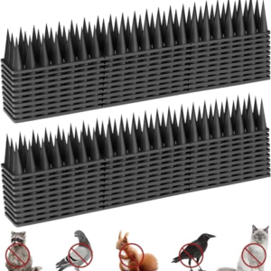 Pinchos Antipalomas 5.7 Metros, Pinchos Anti Gatos, Auyentador de Gatos Plástico, Ahuyentador Palomas, Ahuyentador Gatos para Balcon Terraza Ventana Cercas - 20 Pcs Negro