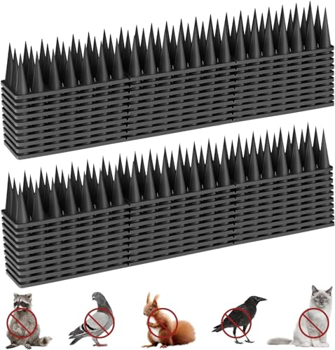 Pinchos Antipalomas 5.7 Metros, Pinchos Anti Gatos, Auyentador de Gatos Plástico, Ahuyentador Palomas, Ahuyentador Gatos para Balcon Terraza Ventana Cercas - 20 Pcs Negro