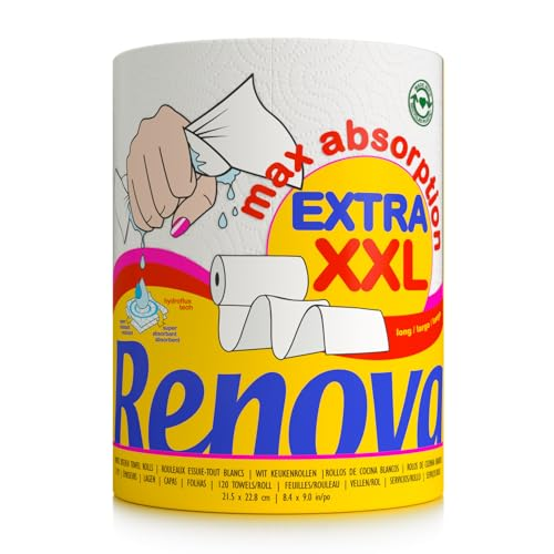 Renova - Maxiabsorption, Rollos de cocina XXL, Triple, Blanco - 1 Rollo