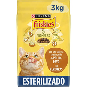 Purina Friskies Pienso para Gato Esterilizado Adulto con Pavo y Verduras, 4 bolsas de 3kg