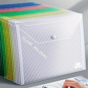 Sobres de plástico, carpetas transparentes para documentos, tamaño A4, sobres de polietileno con bolsillos para etiquetas para escuela, hogar, trabajo, oficina, 10 unidades