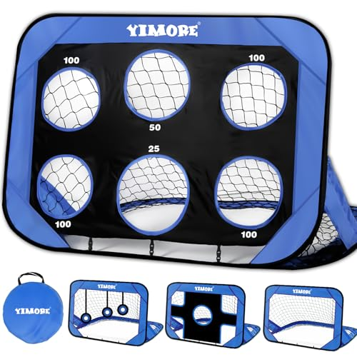 YIMORE Porteria Futbol Niños, 4 Modos Plegable Porterias de Futbol para Niños 120 * 80 * 80cm, Ideal para Juegos Exterior (Acid Blue)