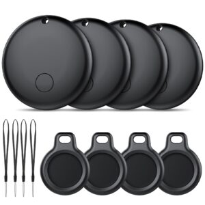 Android Smart Tag, Tracker Compatible con Google Find Hub App (Sólo Android), Localizador Bluetooth, Rastreador para Llaves, Cartera, Equipaje, Impermeable IP68, 4 Negro