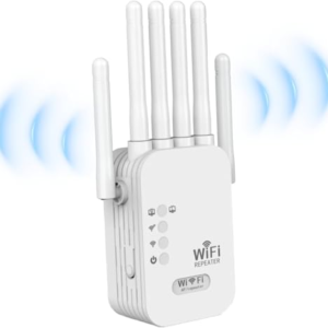 Repetidor WiFi, Nuevo 1200Mbps Amplificador Señal WiFi, Doble Banda 5GHz y 2.4GHz Amplificador WiFi con WPS, 6 Potentes Antenas Externas Fácil Instalación Acción Compatible con Todos Los Routers