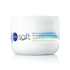 NIVEA Soft (1 x 375 ml), crema multiusos con aceite de jojoba y vitamina E, crema hidratante intensiva para el cuidado de la piel de cara, cuerpo y manos, sin parabenos