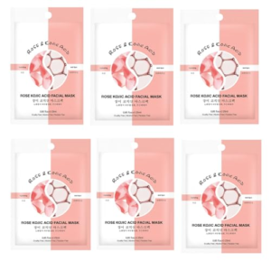 6 Piezas Mascarilla Facial Rose, Mascarilla Hidratante Reafirmante, Ilumina la Piel, Firmeza y Elasticidad