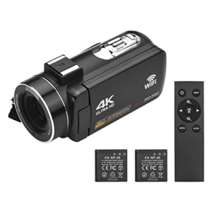 Camnoon Cámara de Video Digital 4K Videocámara WiFi Grabadora DV 56MP 18X Zoom Digital Pantalla táctil IPS de 3.0 Pulgadas Admite detección de rostros Visión Nocturna por Infrarrojos Antivibración
