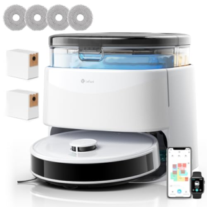 LEFANT M3 MAX Robot Aspirador y Fregasuelos, Todo-en-Uno 20000 Pa, 210min, Auto-Lavado/Secado Mopa, Auto-Vaciado 3,2L, dToF Navegación Láser, Evita Obstáculos, Alexa/App/i Watch/2,4G & 5GHz WiFi