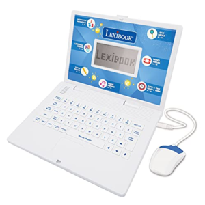 Lexibook, Ordenador Educativo y Bilingüe Español/Inglés, Juguete para niños con 124 Actividades para Aprender Matemáticas, Dactilografía, Lógica, Lectura del Reloj, Jugar y Música, Blanco, JC598i2