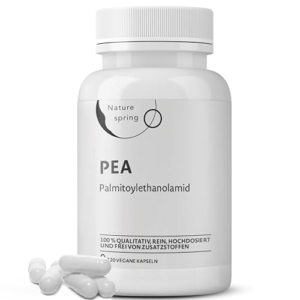 PEA Cápsulas 500 mg – Palmitoiletanolamida de Alta Pureza – 1.000 mg por Dosis Diaria – Sustancia Única sin Mezclas – Premium – Analizado en Laboratorio – 120 Cápsulas