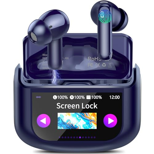 QXUFV Auriculares Traductor en Tiempo Real 164 Idiomas Traductor Instantaneo de Voz, Cancelación de Ruido ANC/ENC, 7 Modos Traducción, Pantalla Táctil LED, 48 Horas, Cascos Traductores (Azul)