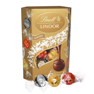Lindt LINDOR incluye bombones de chocolate negro 70% de cacao, chocolate con leche, chocolate blanco, delicioso bombón con interior de chocolate cremoso, 200g, aproximadamente 16 bombones