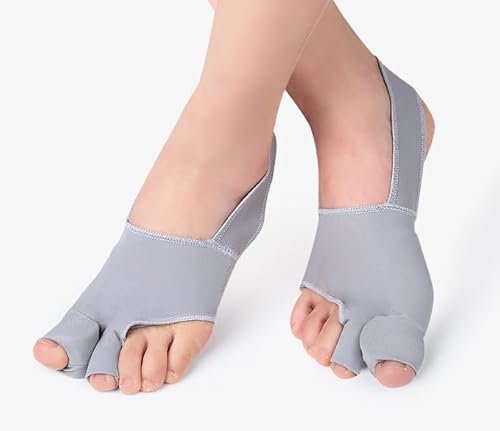 CharmChic Calcetines Hallux Valgus Con Talón, Calcetines Hallux Valgus Con Protección, Protege Los Dedos, Gris Claro
