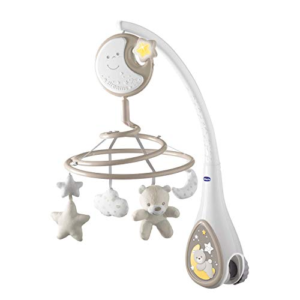 Chicco Next2Dreams Carrusel Móvil Bebé - 3 en 1 Compatible con Cuna Next2Me o Minicunas Colecho/Viaje, Efectos de Sonido, Proyector de Luz Nocturna y Música Clásica, 0m+, Gris