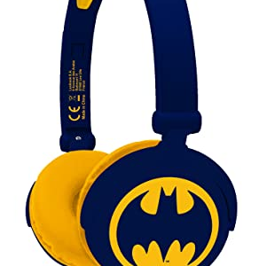LEXIBOOK Warner Batman-Auriculares estéreo, Potencia Apta para niños, Plegable y Ajustable, Azul/Naranja, Color, Medium