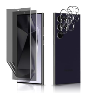 MiKoyi Anti-Espía Protector de Pantalla Compatible con Samsung Galaxy S24 Ultra 5G [2+2 Piezas] Protector de Lente de Cámara Vidrio Templado TPU Privacidad Película Protectora para Galaxy S24 Ultra