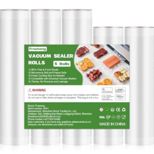 Frasheng 5 Rollos Bolsas Vacio Alimentos, 28/25 x 300 cm, Bolsas de Vacio Gofradas, Bolsas Envasar al Vacio Alimentos, Sin BPA, Rollos al Vacio para Envasadora al Vacío para Conservación de Alimentos