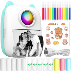 CYJJYZ Mini Impresora para Movil, Impresora Termica Fotográficas, Impresora Mini Portátil Inalámbrico Compatible con Android y iOS para Fotos Nota(Azul)