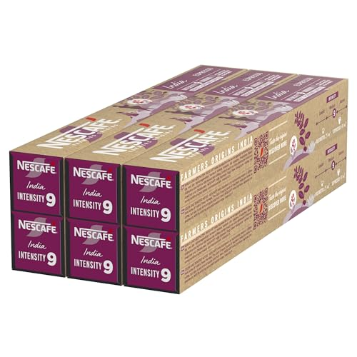 NESCAFÉ Farmers Origins India Espresso Cápsulas de Café 6 x 10 Unidades - Aprobado para Máquinas Nespresso