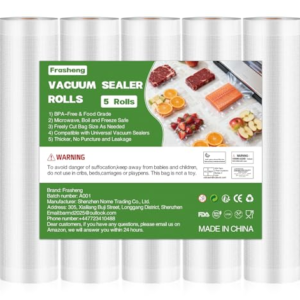 Frasheng 5 Rollos Bolsas Vacio Alimentos, 28 x 300 cm, Bolsas de Vacio Gofradas, Bolsas Envasar al Vacio Alimentos, Sin BPA, Rollos al Vacio para Envasadora al Vacío para Conservación de Alimentos