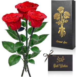 GRIRDDIV Rosa Eterna Regalos para Mujer, Rosa Preservada con Tallo Regalo Mujer, Flores Preservadas Ideas Regalos para Mama Novia Abuela Hermana Esposa, Regalo de Rosa preservada para Ella
