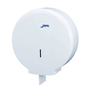 Jofel - Portarrollos de Papel Higiénico Industrial Grande, Dispensador de Papel en Rollos de hasta 400m, max. 260mm de Diámetro, Mandril de 45mm, Ideal en Baños Públicos WC, Azur AE55000, ABS Blanco