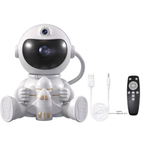 KDISHKRA Proyector de Cielo Estrellado Astronauta, Galaxy Luz Nocturna LED para Niños, 8 Nebulosas + 1 Efecto Estrella, Rotación 360°, Mando a Distancia - Regalo Ideal Cumpleaños y Navidad