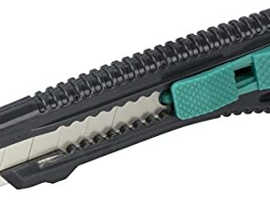 wolfcraft Cúter de cuchillas separables estándar de 18 mm I 4146000 I Cúter de plástico con guía metálica
