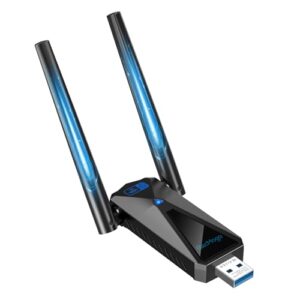 ElecMoga 5400Mbps Adaptador WiFi USB para PC, Receptor WiFi 6 Tri-Banda 6GHz/5GHz/2.4GHz, 2dBi Antena WiF PC, Compatible con Ordenadores Portatiles/Laptop/Tablet, Compatible con Windows 11/10