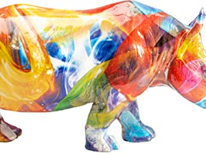 Kare Design Figura Decorativa Rinoceronte de Colores, Multicolor, Rinoceronte, Figura Animal, Objeto Decorativo, Escultura Decorativa para salón, Dormitorio, Pasillo, 17x8x6 cm (h/w/d)
