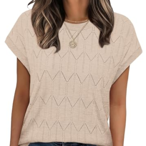 Suéteres de manga corta para mujer, para verano, primavera, playa, vacaciones, negocios, ropa casual, Albaricoque, M