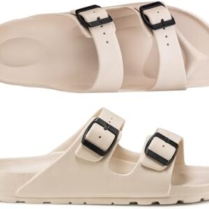 ESTRO Sandalias de Goma Eva - Sandalias Cross Mujer Chanclas Goma Hombre Chanclas Hombre Piscina B15 (40 EU, Beige)