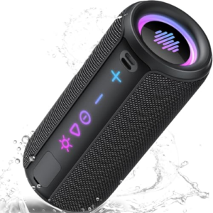 TIMU Altavoz Bluetooth 5.4 Potente, 25W Altavoces Bluetooth con Refuerzo del Bass 3.0, 8 Cambios RGB, 30H Reproducción Bluetooth Speaker con Emparejamiento TWS, Impermeable IPX7, Apoya Micro SD AUX