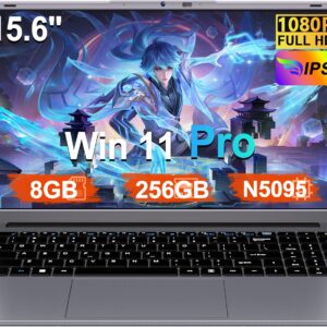 2026 Ordenador Portátil 15,6 Pulgadas Celeron N5095 2,9 GHz Win11 Pro 8GB 256GB SSD Expansión 1TB 1920x1080 FHD BT4.2 HDMl USB 3.0 Portatil con Ratón Inalámbrico y Teclado Español Membrana Gris