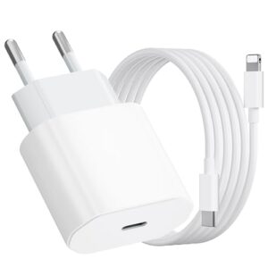 Cargador para iPhone Carga Rapida de 20W con Cable para iPhone de 1m, Cargador para iPhone 14/14 Plus/ 14 Pro/ 14 Pro MAX/ 13/12/ 1/ X/ 8/7