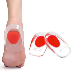 1 Pares Almohadillas de Gel Para Talones, Cómodas Taloneras Plantar, Adecuado para hombres y mujeres, Rojo (L:40-45)