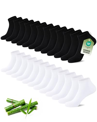 SukModen 12/24 Pares de Calcetines de Sneaker para Hombres y Mujeres en Bambú,Anti-Olor Transpirable Medias Cómodas,Calcetines Cortos para Uso Diario, Tiempo Libre,Compras y Casa