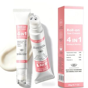 Eye Cream,Crema Contorno De Ojos Mujer 3 En 1 Con Rodillo,Antiarrugas Y Reafirmante,Hidratante Con Niacinamida, Retinol,Reduce Ojeras Y Bolsas,Cuidado Intensivo Para El áRea De Los Ojos