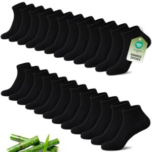 SukModen 12/24 Pares de Calcetines de Sneaker para Hombres y Mujeres en Bambú,Anti-Olor Transpirable Medias Cómodas,Calcetines Cortos para Uso Diario, Tiempo Libre,Compras y Casa