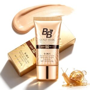 BB Cream de Caracol Dorado SPF40+, Protector Solar Facial, Base de Maquillaje Correctora Hidratante, Cobertura Natural, Control de Grasa, Resistente al Agua y Sudor