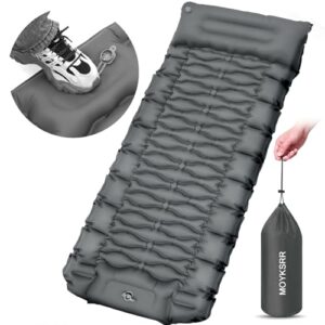 MOYKSRR Colchon Hinchable, 10 cm de Espesor Colchon Inflable Campings, Colchones Campings Autohinchable con Almohada y Bomba de Pie, Almohadilla para Dormir de Acampada para Exteriores, Senderismo