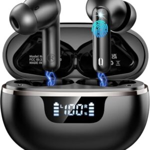 Auriculares Inalambricos Bluetooth, 2026 Cascos Inalambricos Bluetooth 5.4 HiFi Estéreo, 45 Horas Auriculares inalámbricos con ENC Cancelacion Ruido, IP7 Impermeable/Pantalla LED/Carga Rápida Tipo-C