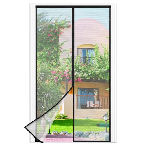 Mosquitera Puerta Magnetica - 85 x 205 CM - Negro, Mosquiteras para Puertas, Cierre Magnético de Arriba a Abajo, Automáticamente,Mantiene el Aire Fresco