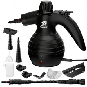 MLMLANT Limpiador de vapor manual, multifuncional con bloqueo de seguridad y kit de accesorios de 10 piezas, para hogar, coche, alfombras, sofás y cocina.