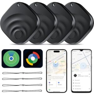 2026 Air Tracker Etiquetas Localizador de artículos para Android y iOS Bluetooth Tracker Etiquetas Inteligentes Compatibles con Apple Find My (iOS) y Google Find Hub (Android) Negro (Paquete de 4)